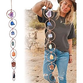 ruw kristal 7 chakra edelsteen wanddecor, muurhanger edelstenen meditatie hangend ornament, woondecoratie voor geluk reiki yoga meditatie (willekeurige kleur e
