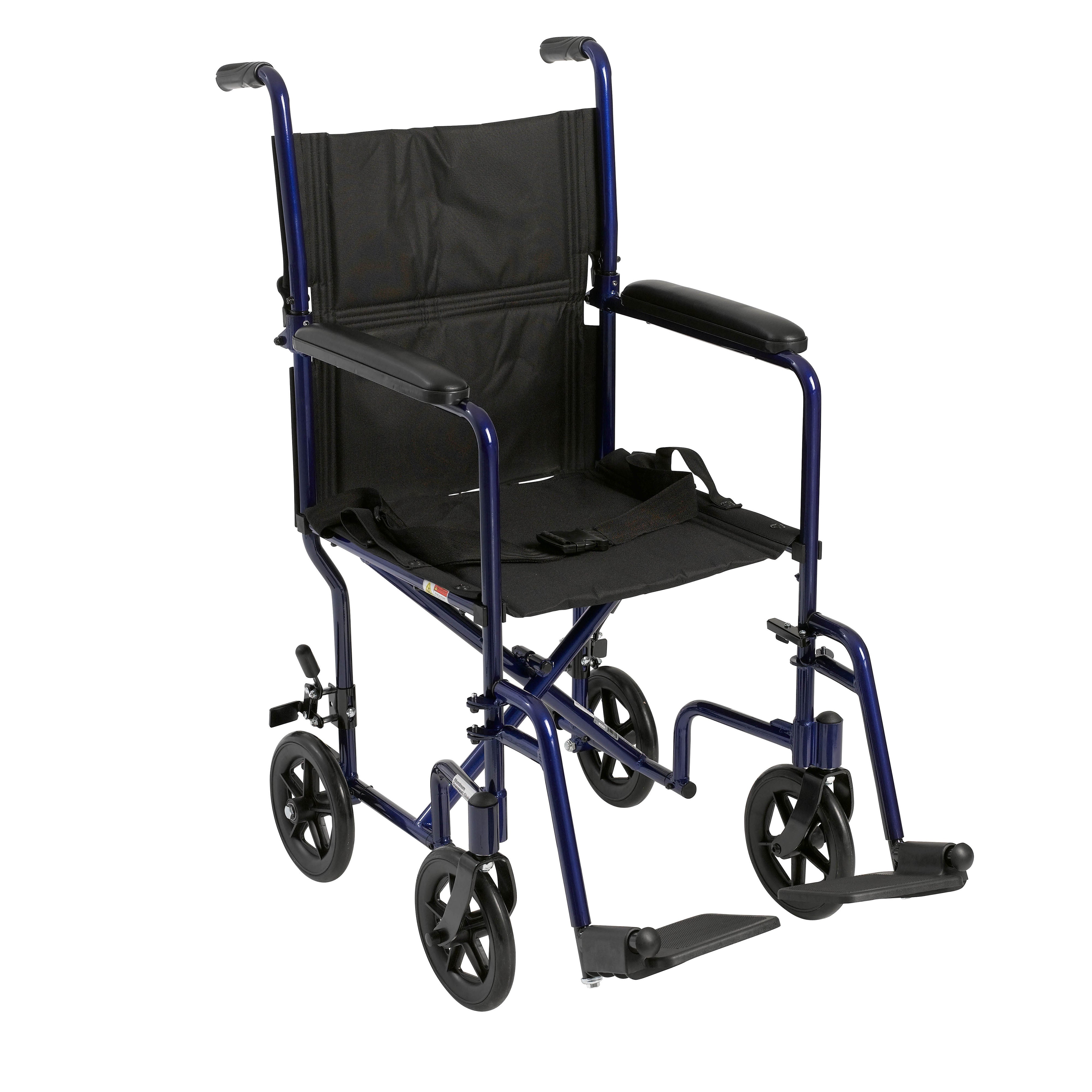 Lightweight Transport Wheelchair, 19", Blue