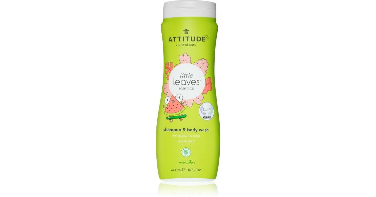 Attitude Little Leaves Watermelon & Coconut rengöringsgel och schampo för barn 473 ml