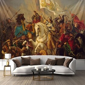 Art médiéval français sainte Jeanne d'arc tapisserie suspendue européenne art mural grande tapisserie décor mural photographie toile de fond couverture rideau