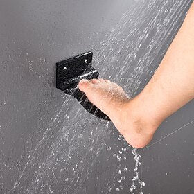 Bathroom Foot Rest Heavy Duty Aluminum Alloy Shaving Shelf Fold-Up Shower Foot Rest for Shaving Legs(Black-Silvery)