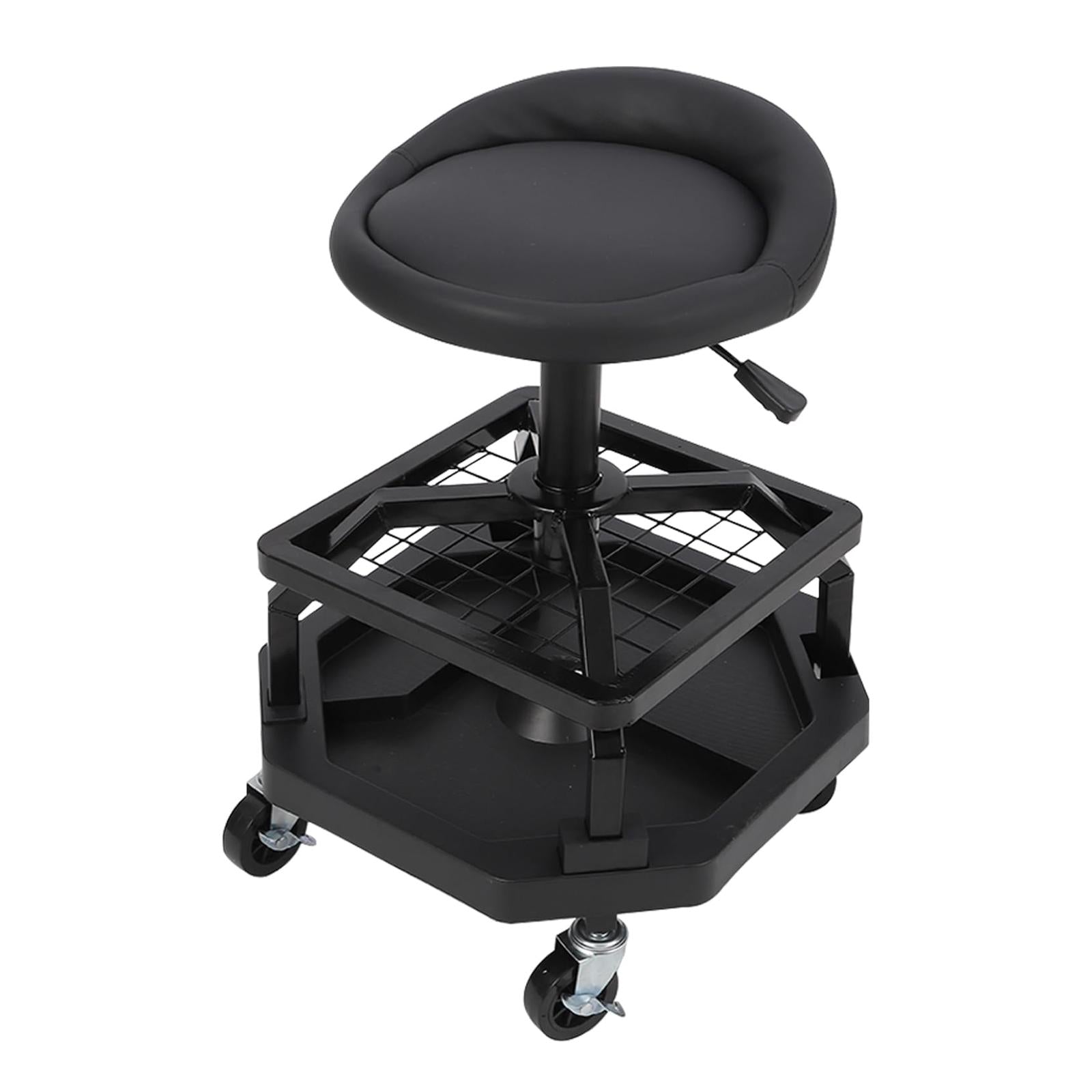 Garvee 330LBS Rolling Shop Stool Heavy-Duty Mechanic Stool With Casters For Garage, Comfortable Support, Black