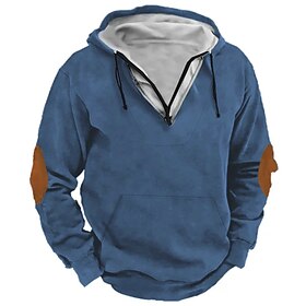 Voor heren Hoodie-sweatshirt met rits Zwart Leger Groen Marineblauw Grijs Capuchon Kleurenblok Sport  Outdoor Dagelijks Feestdagen Streetwear Stoer Casual Lent