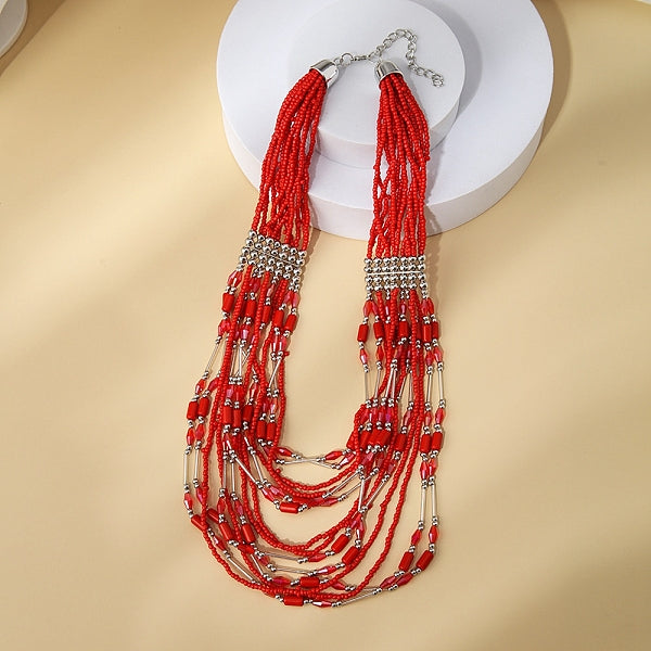 Collares de múltiples hilos con cuentas de vidrio estilo bohemio