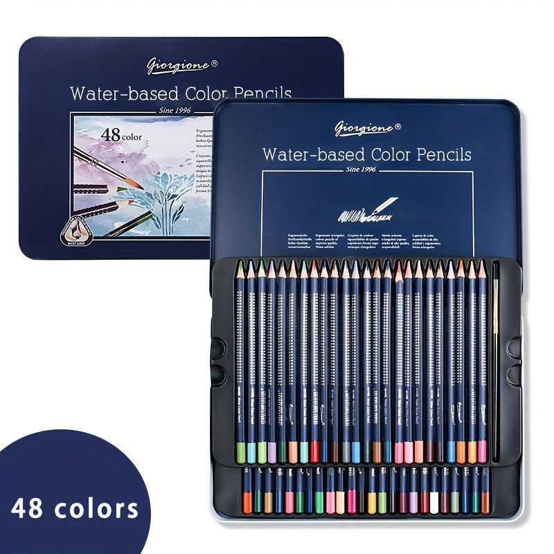 TEMU Halloween Gifts Professional Watercolor Pencil Set 48-120 Colored Pencils Water Soluble Sketching Pencils With Brush Art Supplies