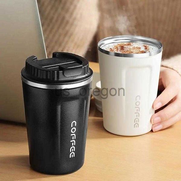 Thermoses 380ml 510ml Double Stainless Steel Coffee Thermal Mug With Lid Thermos Bottle Car Vacuum Flask Milk Juice Water Bottle Gift Cup x0
