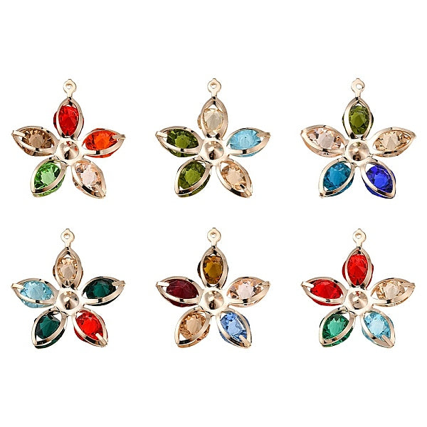6pcs pendentifs en verre de fer de placage en rack