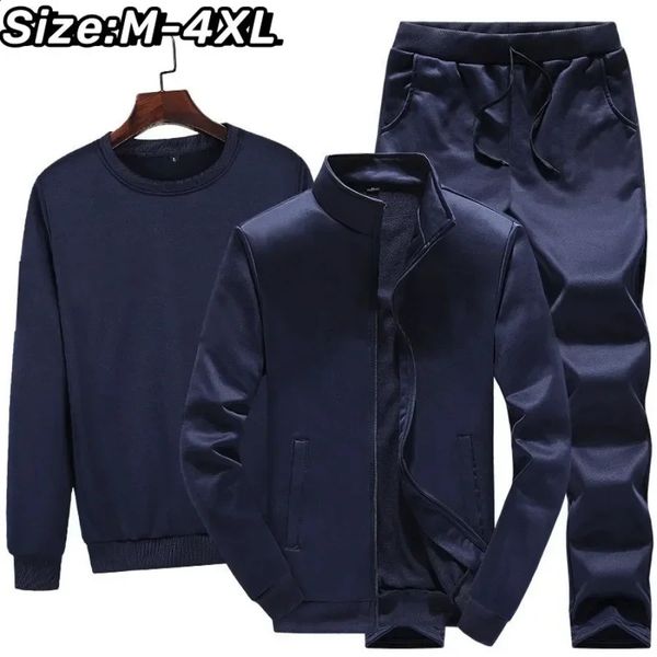 2024 Mens Sets HoodiesJacketSweat Pants Spring And Autumn Sweater Suit Mens Casual Sports Trend Three Piece Suit M-4XL 240815