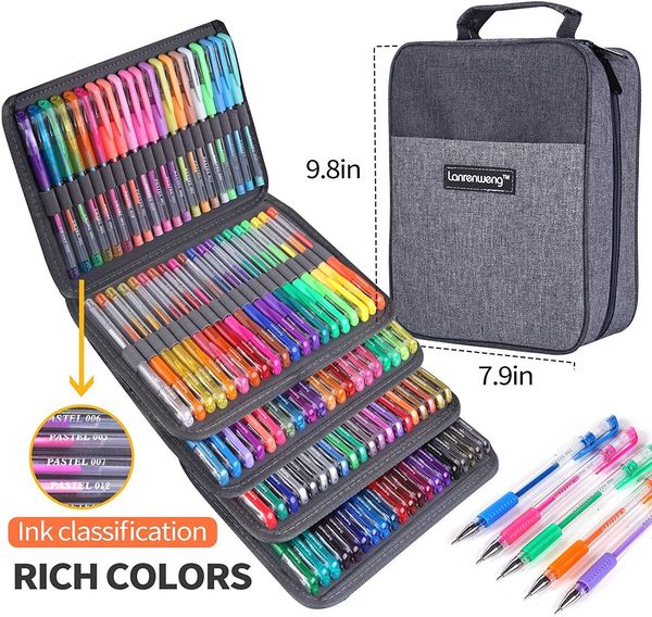 Markers Christmas Gifts Gel pens Set 12-24 100 Colored Gel Pen Tip Glitter Gel pens with Canvas Bag Kids Adults Coloring Books 230803