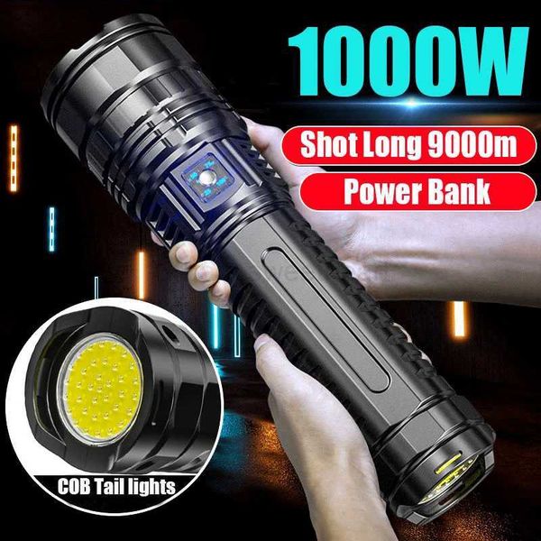 Built-in Battery Flash Light Emergency Spotlights 4km 10000LM 800W Most Powerful Led Flashlights Tactical 15000mahCL240718