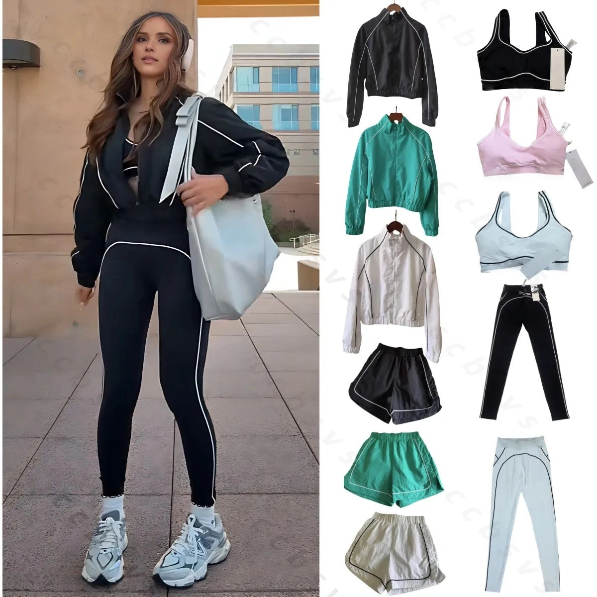 Quality Women Yoga Suits Jacket And bra Sets Sports Heart Throb Legging+Shorts White-Striped Fitness Pilates Workout Quick-Drying High women clothes