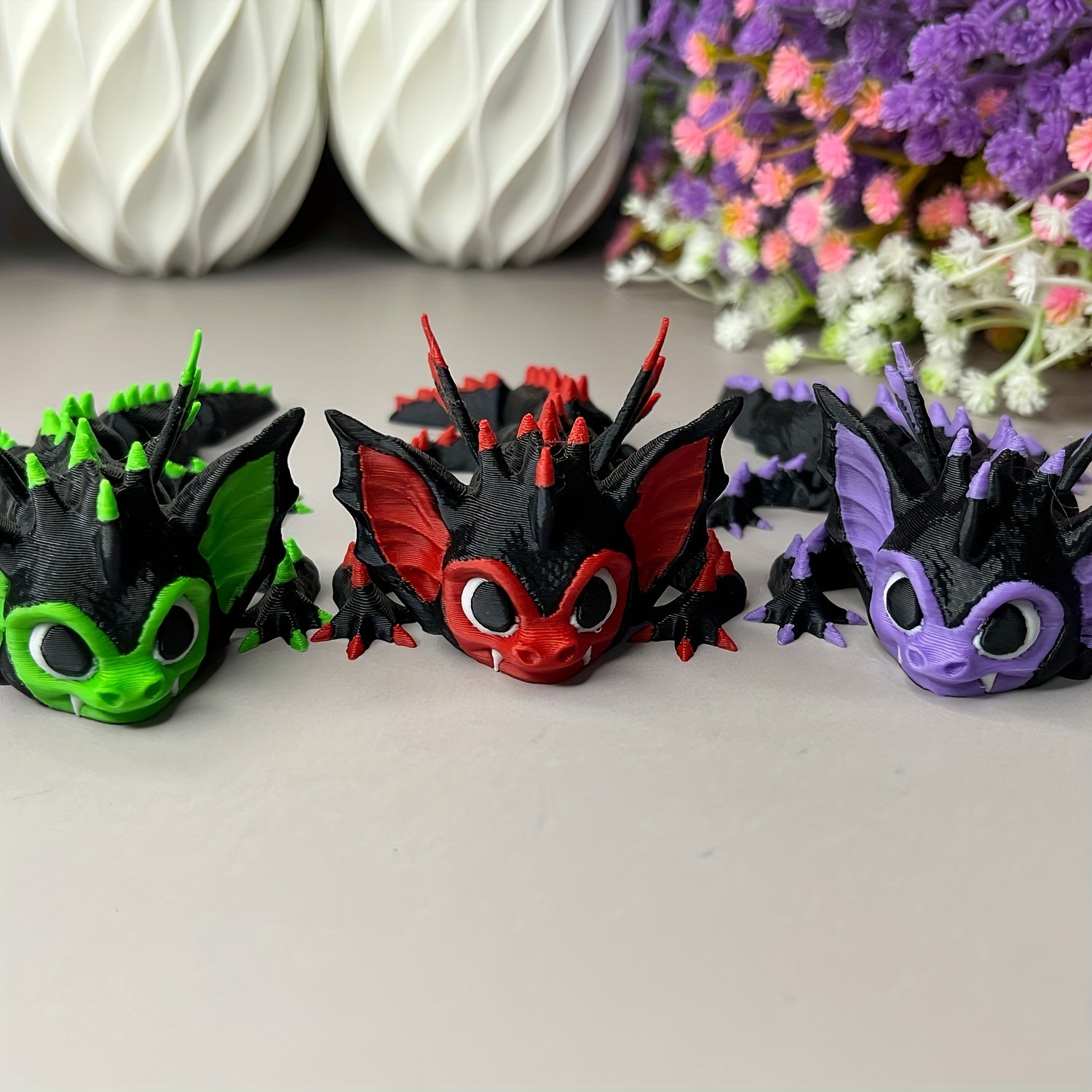 TEMU 3pcs 3d Printed Cute Batdragon Statue, Car Interior Desktop Decoration With , Collectible Fantasy Display Item Without Electricity, Perfect
