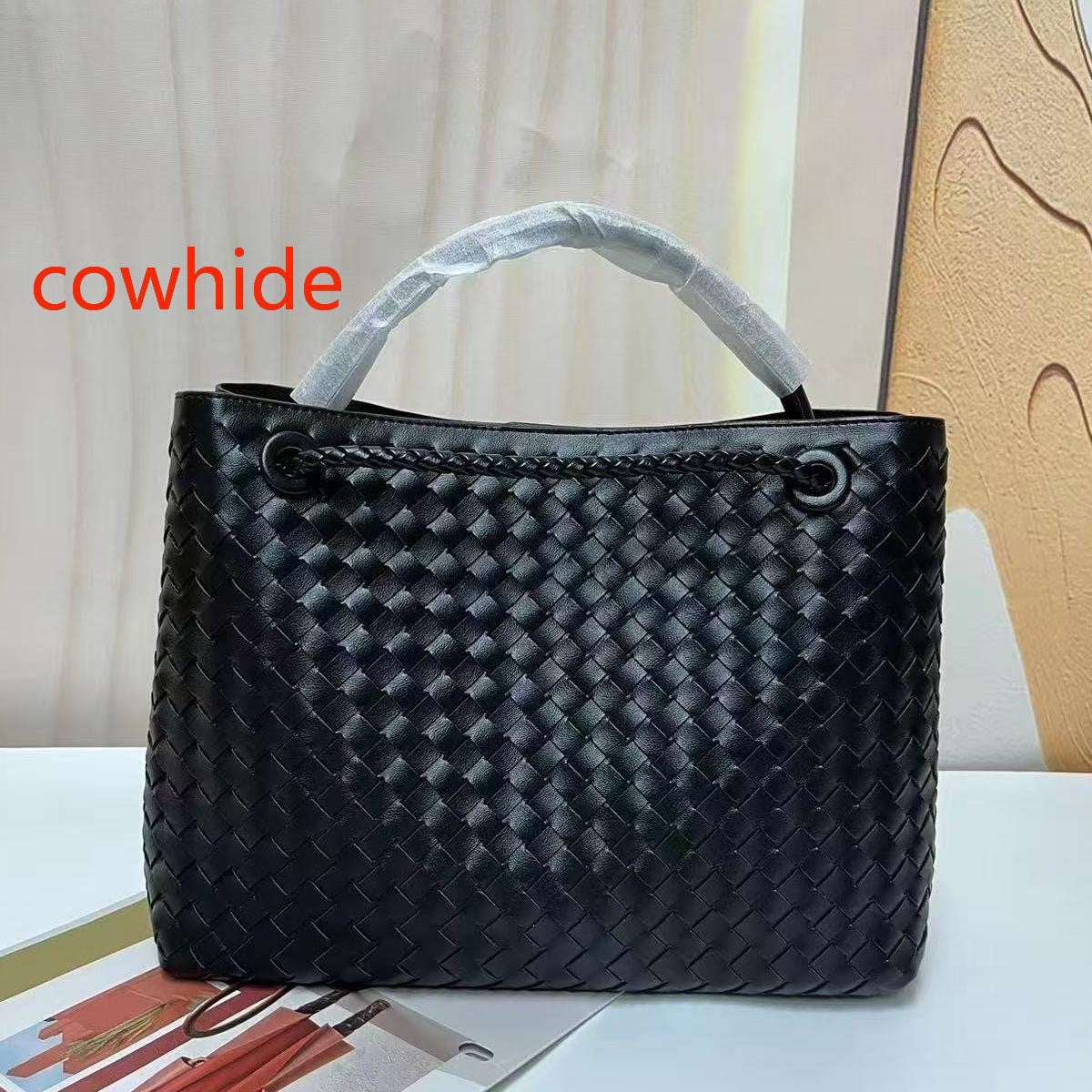 Bags clutch woven designer bag knitting bag genuine leather cowhide tote bag family 8e buckle original women fashion bag evening bag weave woven clu