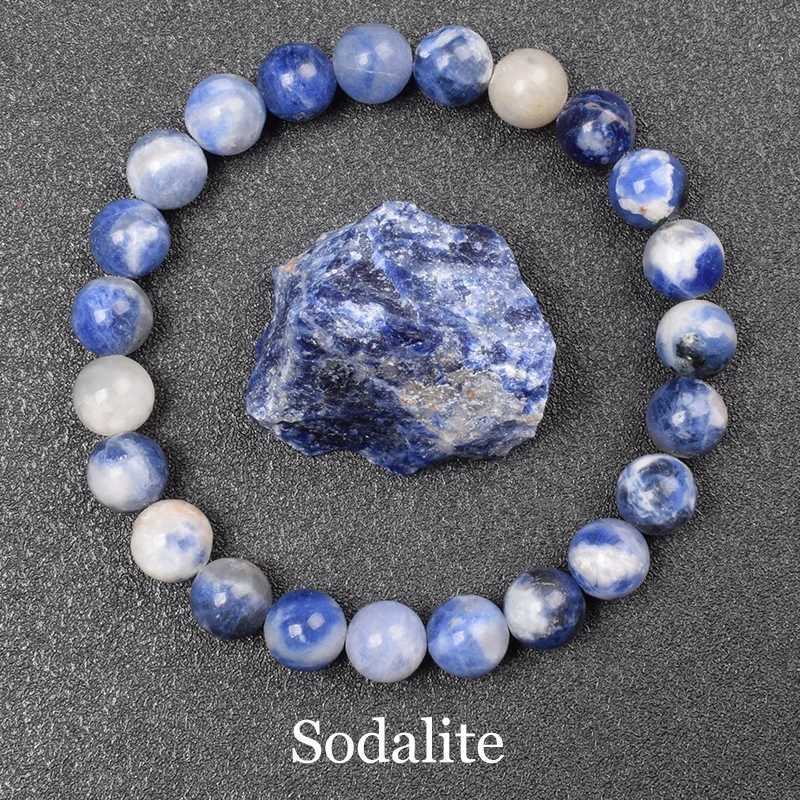 Natural Stone Sodalite Beads Bracelet Women Men Blue Veins Raw Stone Polish Elastic Rope Bracelet Natural Jewelry Exquisite GiftX240921