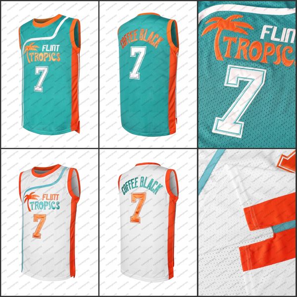 #7 COFFEE BLACK Men&#039;s Basketball Jersey Sweatshirt - Embroidered Movie Mesh Letters & Numbers, Crew Neck Sleeveless Training Vest, Loos