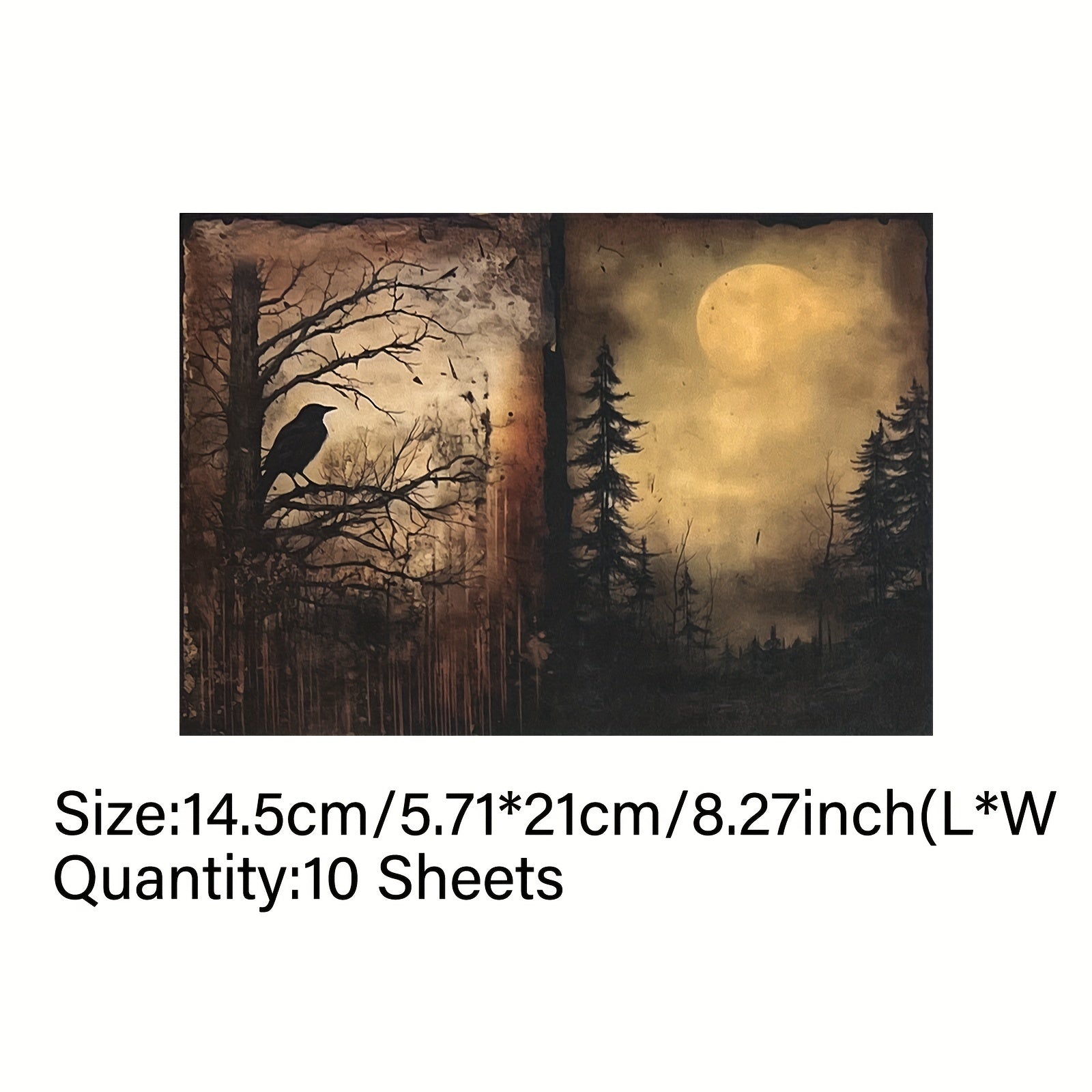 TEMU Vigus 10 Sheets A5 Scene Craft Paper - Watercolor Artistic Journal Supplies With Trees, Birds, And Misty Landscapes For Scrapbooking And Diy