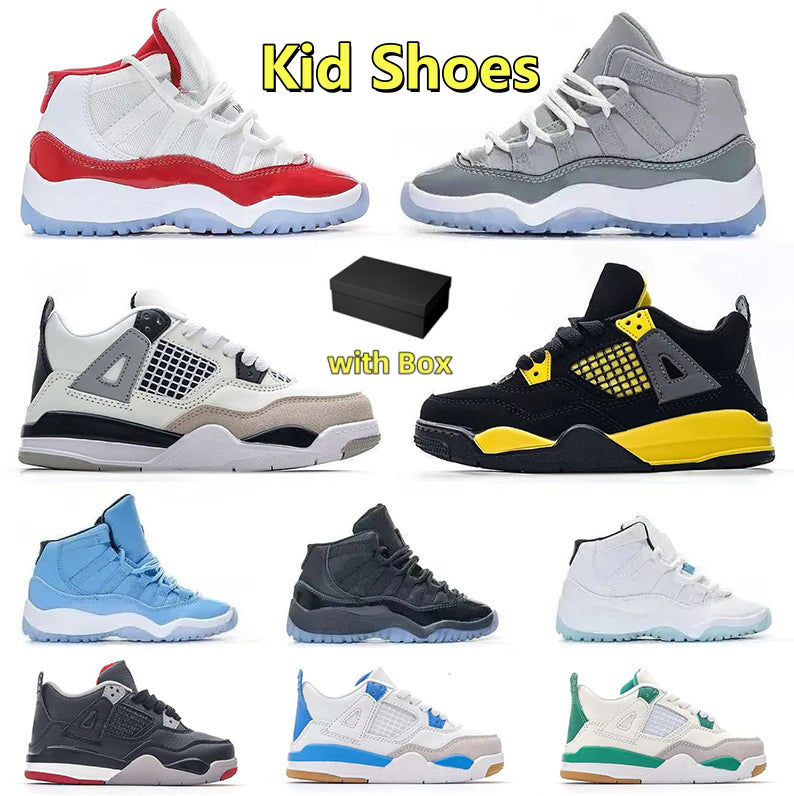 Kids Shoes Athletic Outdoor Trainers Basketball 11 Cherry Cool Grey Black Cat 4 Baby Kid Designer Boy Girls Kids Sneakers University Blue Bred White