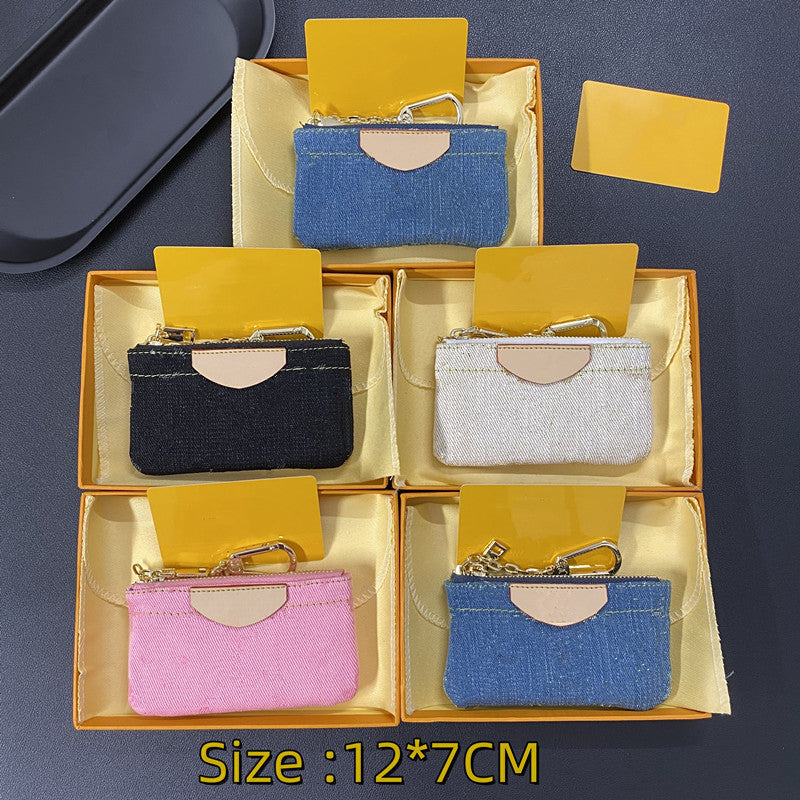 Designer keychain brand key case light luxury denim coin purse zipper card holder universal keychain wallet for storage fashion accessories Christma