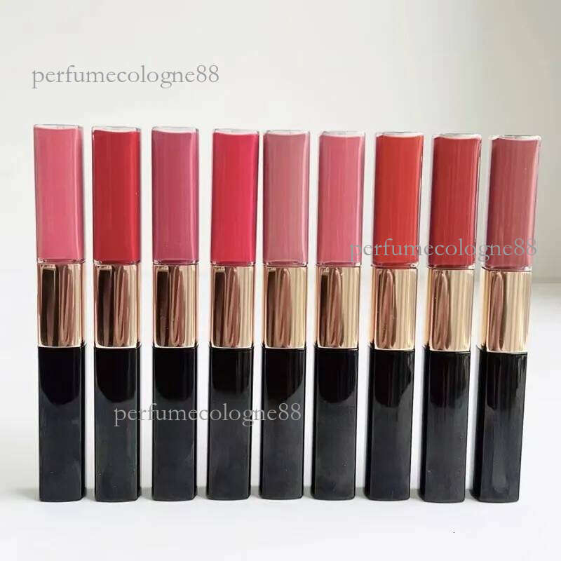 Lipstick lip gloss lip balm Brand Lipstick 4.5ml+3.5ml Le Rouge Duo Ultra Tenue 9 Colours kup Lip Gloss Long Lasting High Quality Free Ship