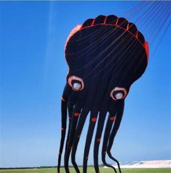 Black kite 3D eyes octopus kites children 1 line adult power sport outdoor toy easy fly save space large beauty skeletonless kite non woven