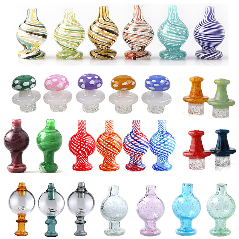 Beracky Smoking Accessories Glass Bubble Carb Cap 25mm-26mm-29mm-30mm OD Heady Colored Caps For Beveled Edge Quartz Banger Nails Water Bongs Dab Rig