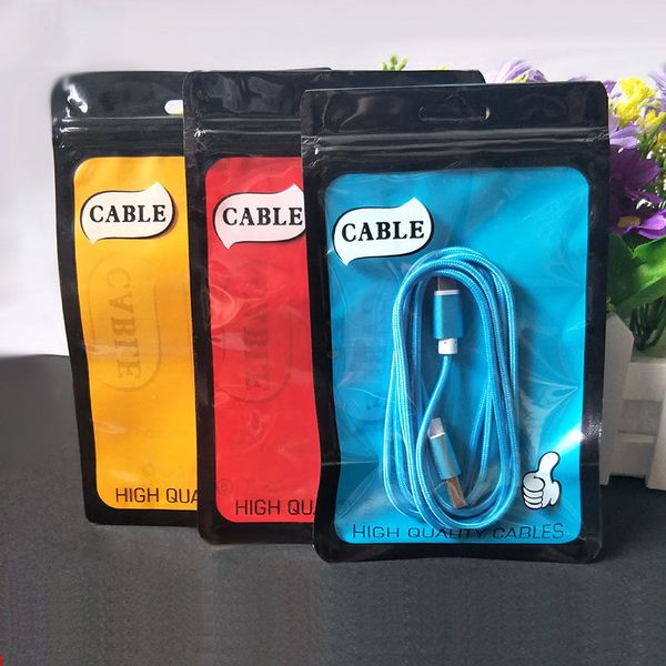 10.5x15cm 11x18cm Neutral PP Plastic Charging Data Cord Cable Zip Lock Bags Packaging Sealing Pouch Bag for 2-3M Cable
