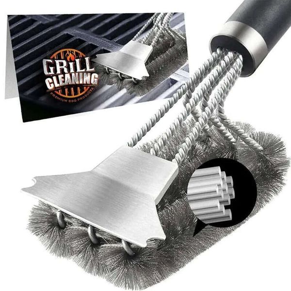 And Scraper Grills LMETJMA Safe With Dee Handle 18 Inch Cleaner Stainless Steel Bristle Grill Brush Jt61