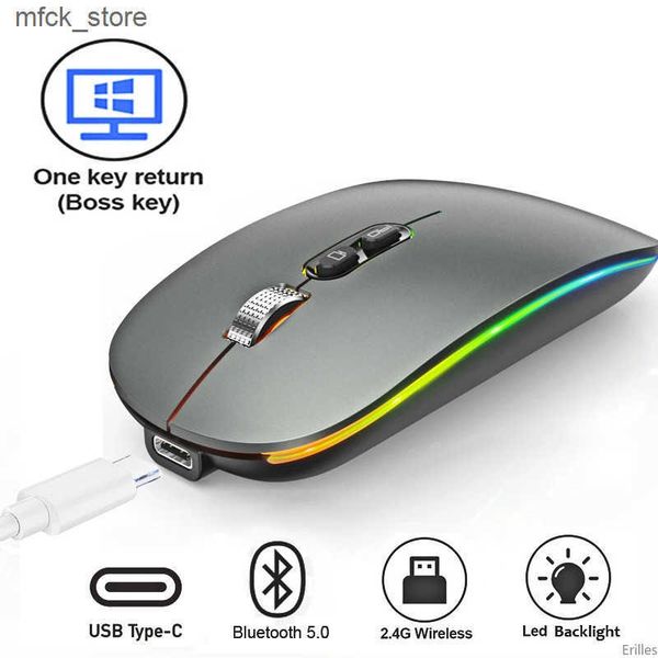 Dual Mode Bluetooth 2.4G Wireless Mouse One-Click Desktop Function Type-C Rechargeable Silent Backlight Mice for Laptop PC New J241220