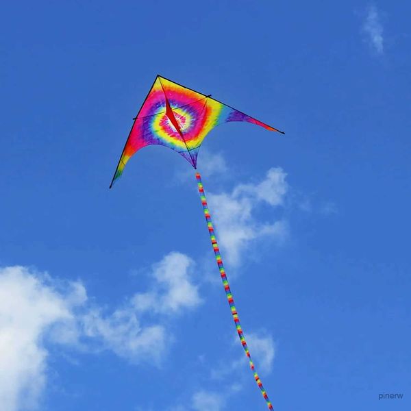 Kite Accessories Outdoor Fun Sports New Arrive 1.6m Colorful Triangle Kites With 10m Tail - Handle Line Good Flying
