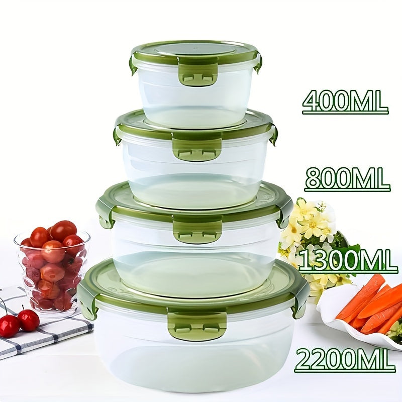 TEMU 4pcs Kitchen Plastic Fresh-keeping Box Set, Refrigerator Food Storage Sealing Box, High-quality Pp Materials, Lunch Box, Large Capacity