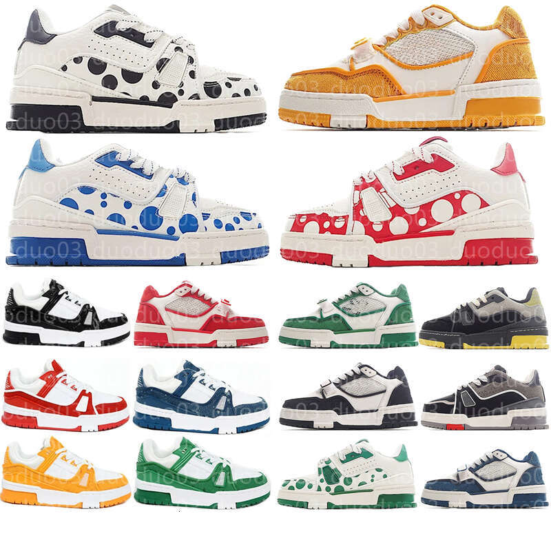 Kids Designer Shoes Toddler Sneakers Boys Girls Leather Lace Up Children Youth White Black Platform Lows Board Infants Toddlers Shoe