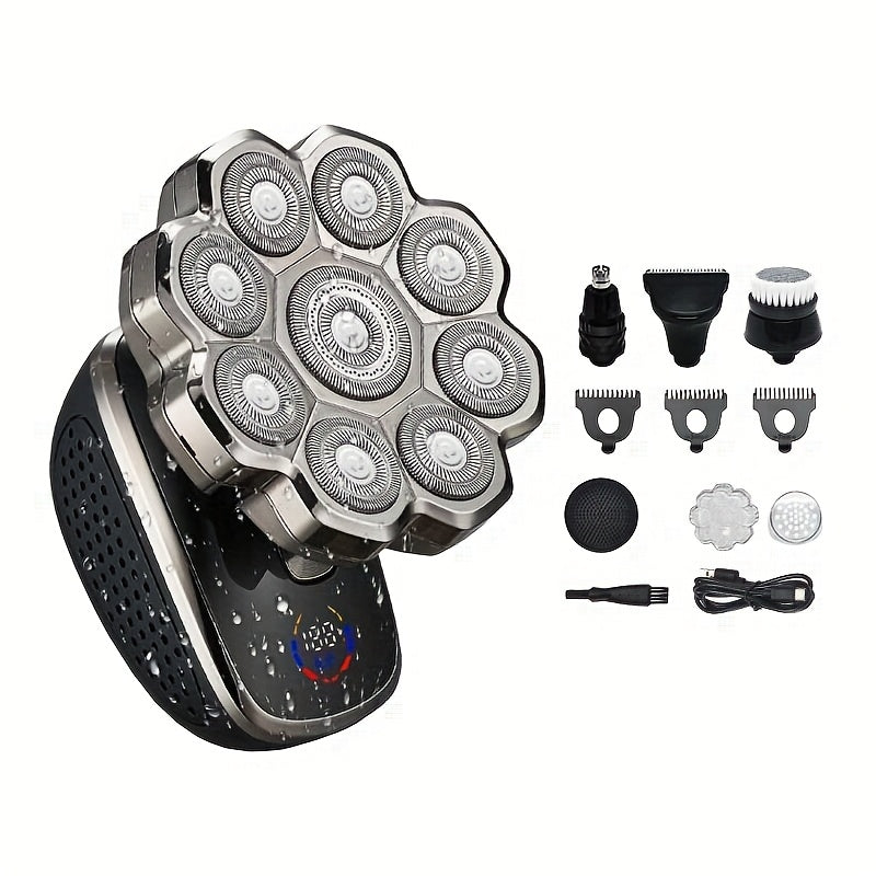 TEMU 9d Upgraded] Men's Electric Shaver, Ipx5 Dual Shaving Single, Led Display+usb-c , 9-7 Rotary Cutters For Bareheads, Nose Hairs Trimming +