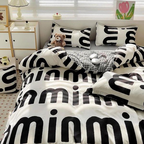 Black Printed Duvet Cover Soft Polyester Bedding Set | Twin & Full Size