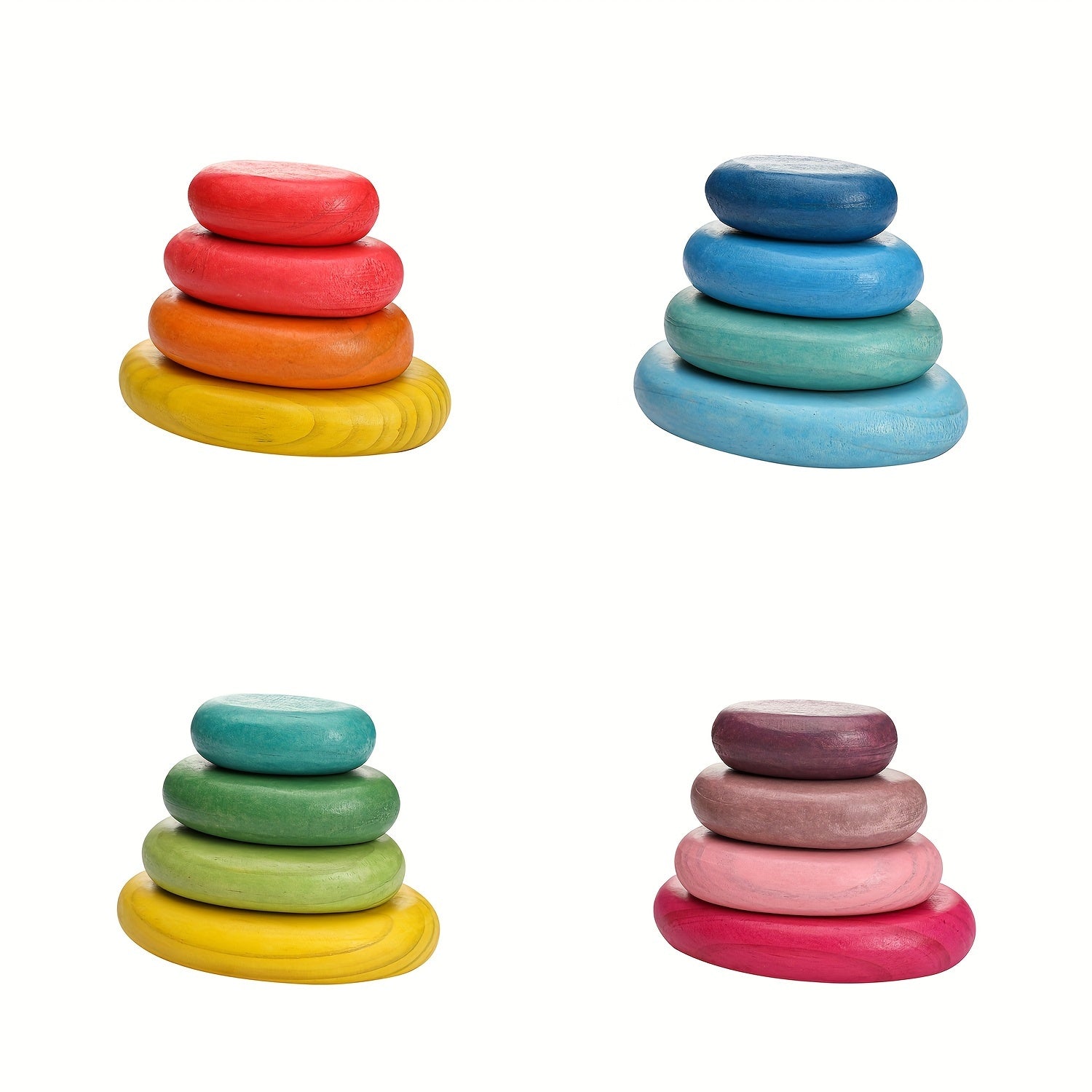 TEMU Oversized Wooden Classified Stacked Rocks - Safe Puzzle Stacking Toy Suitable For Children Aged 1-3 Years Old, Wooden Blocks, Smooth Stacked