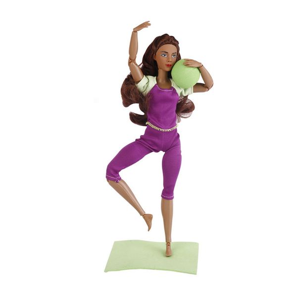 Hot Sale Dolls Yoga Exercise 32.5cm African Black Skin Yoga Dolls Purple Clothing Dolls Black Joints 21 Joints Black Skin Clothes Hanger Dol
