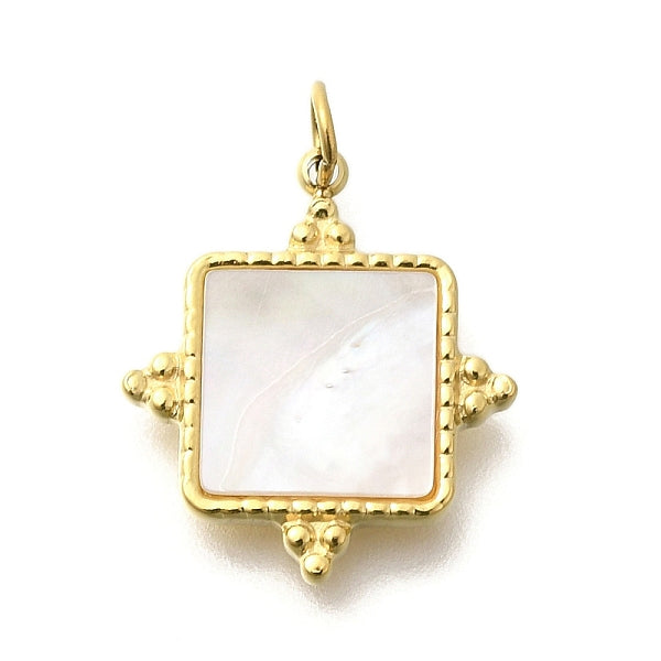 Pendentifs en forme de coquillage pavé en acier inoxydable 304 avec placage ionique (IP)