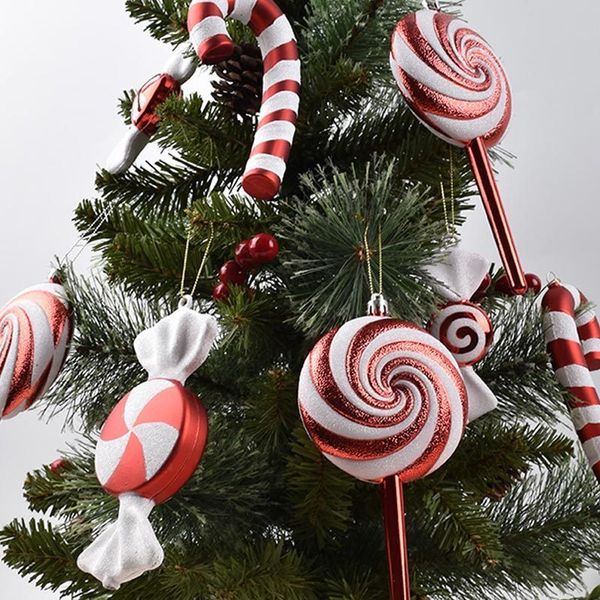 Christmas Decorations Red And White Candy Lollipops Combination Tree Home Party Window 221119