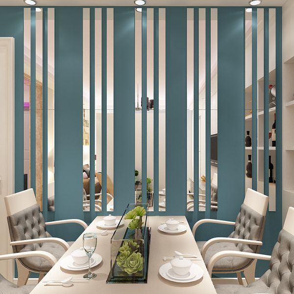 Party Decoration 10pcs Mirror Strips 3D Wall Stickers For Living room Self Adhesive Acrylic wall Room decoration Waist line Home decor 23051