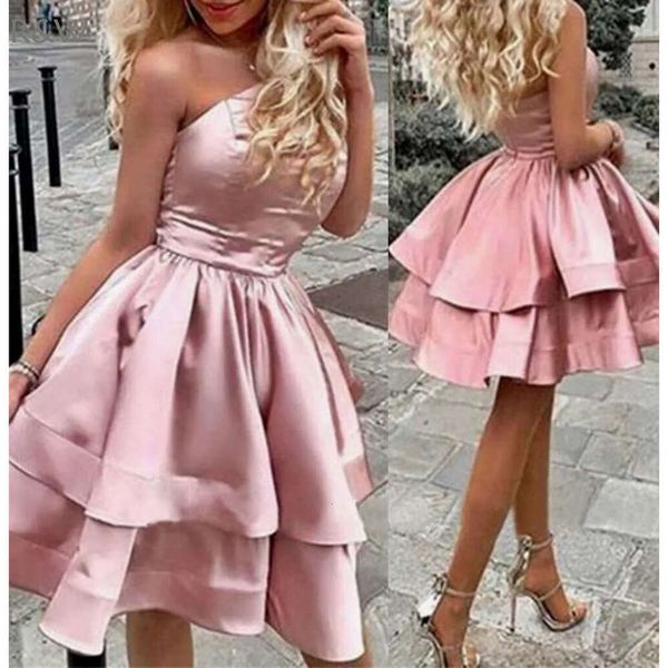 Dusty Pink Short Homecoming One Shoulder tail Prom Gowns Women Dresses Formal Birthday Party Gown