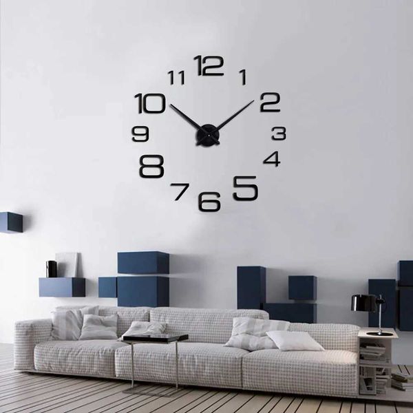 Modern Design 3D DIY Quartz Clock Fashion Watch Home Decoration Digital Wall Clock Mirror W240806