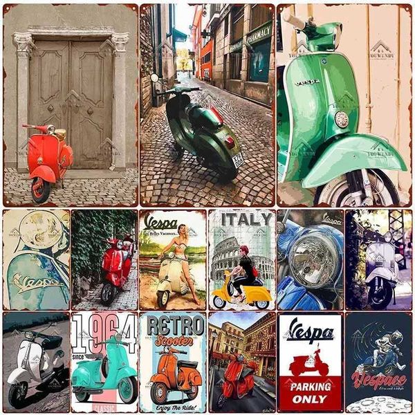 Retro Tin Sign Plaque for Home Decor Vintage Vespa Metal Art Poster Club Bar Motorcycle Garage Wall Decoration Sign PlateXJ250116