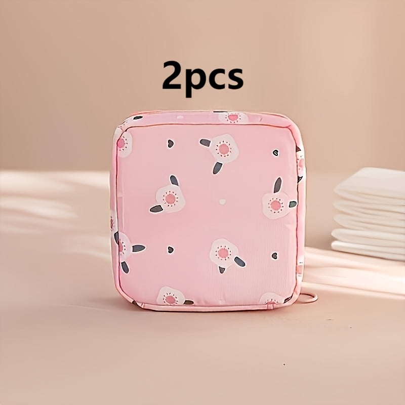 TEMU 2pcs Creative Minimalist Sanitary Pad Storage Bag, Multifunctional Travel Pouch For Makeup Bag, Toiletry Bag, Lipstick Case, Key Holder, Cable