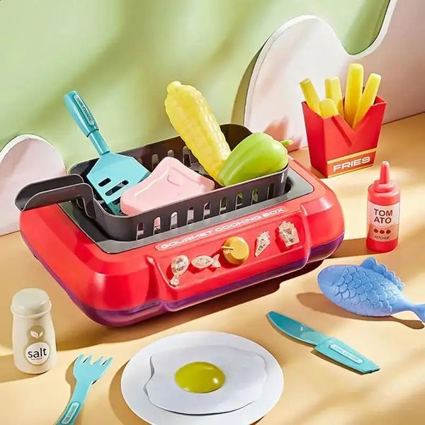 DIY Kitchen Cooking Toy Set com 20pcs Indução multifuncional infantil tocam brinquedos de comida de casa para pais-filho Fuuny 250109