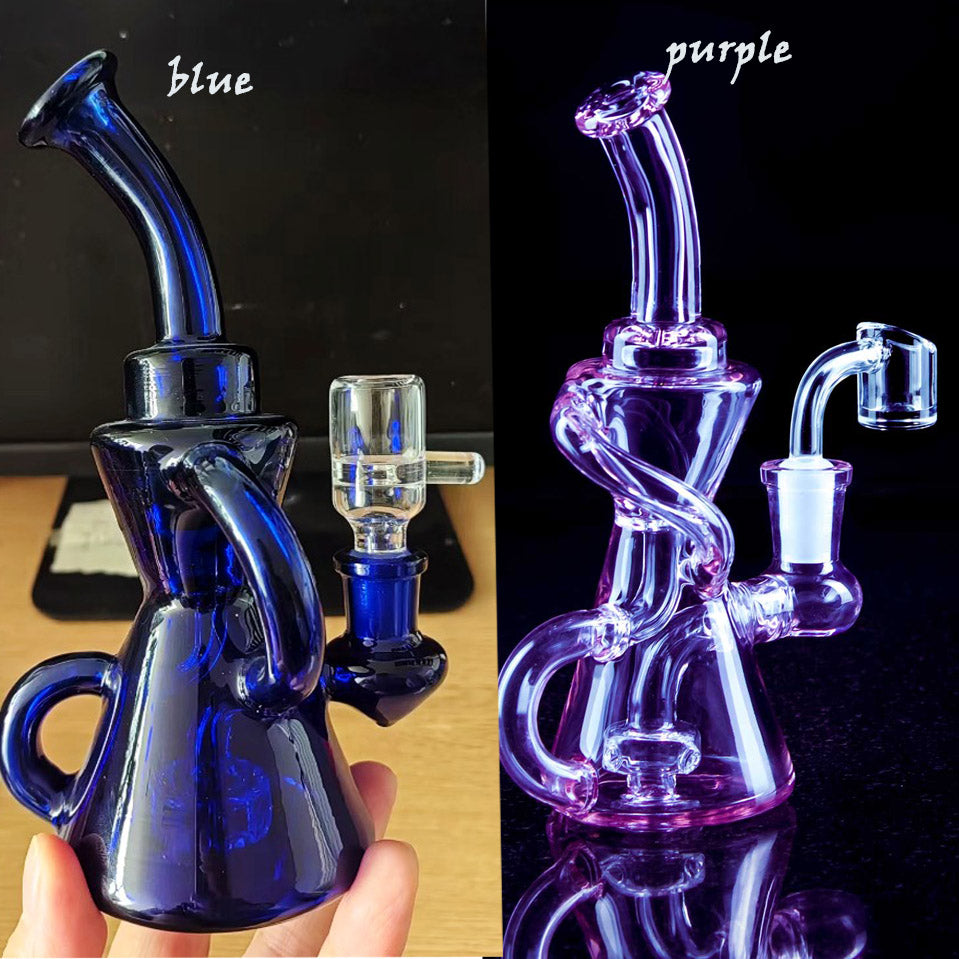 Glass bongs Hookahs Purple Smoking Water Pipes Bubble Recycler dab rigs Feb Egg Water Bong Oil Dabber With 14mm Banger