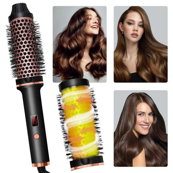 Curling Iron Brush Heated Curling Brush 5 Temperature Setting Hair Straightener 60 Min Auto Off LCD Display Hairstyle SuppliesXJ241010