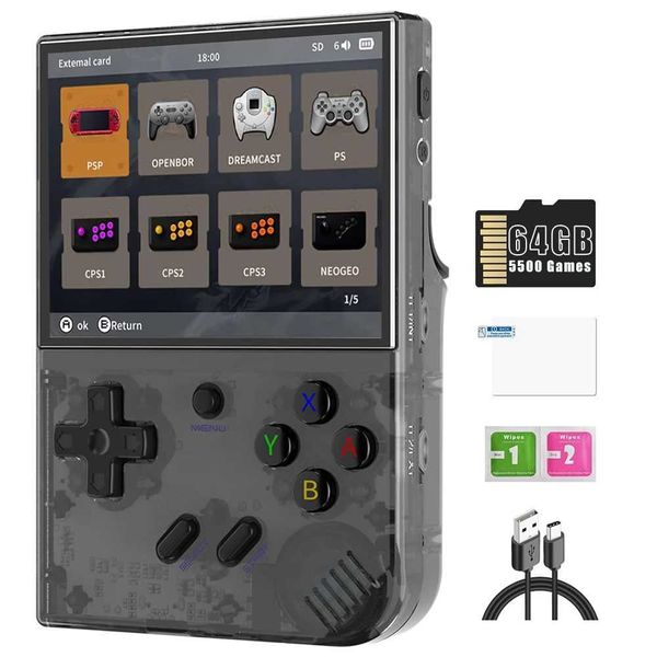 Máquina de jogo Anbernic RG35XX Plus Retro Video Video Handheld Console Linux System 3.5 no IPS SN Bateria de 3300mAh 64G TF 5500 Games Z241