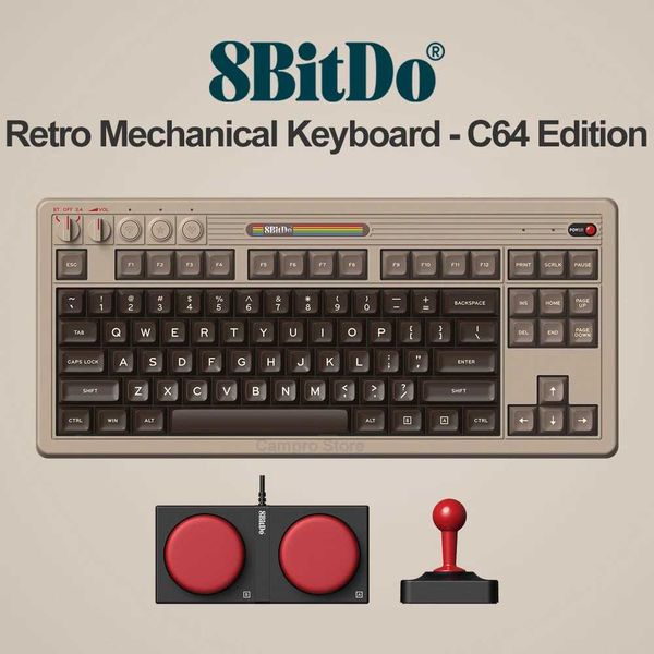 Keyboards 8Bitdo Retro Mechanical Keyboard for PC Android Support Bluetooth 2.4G USB-C 3 Modes 87 Keys with Super Buttons and Super Stick z2