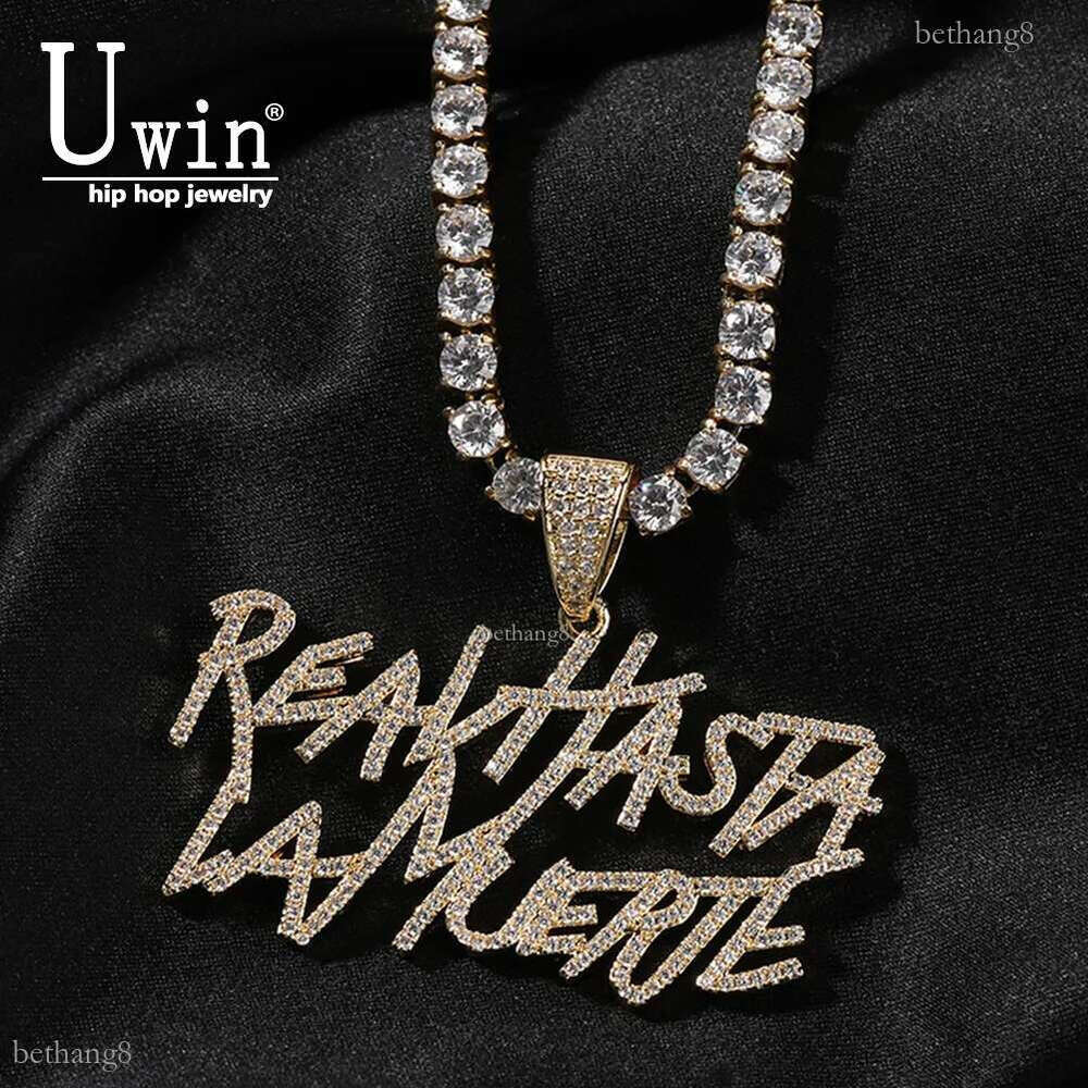 Chokers Uwin Rapper Anuel AA Real Hasta La Muerte Pendant CZ Necklaces For Women Man Hip Hop Jewelry 230920