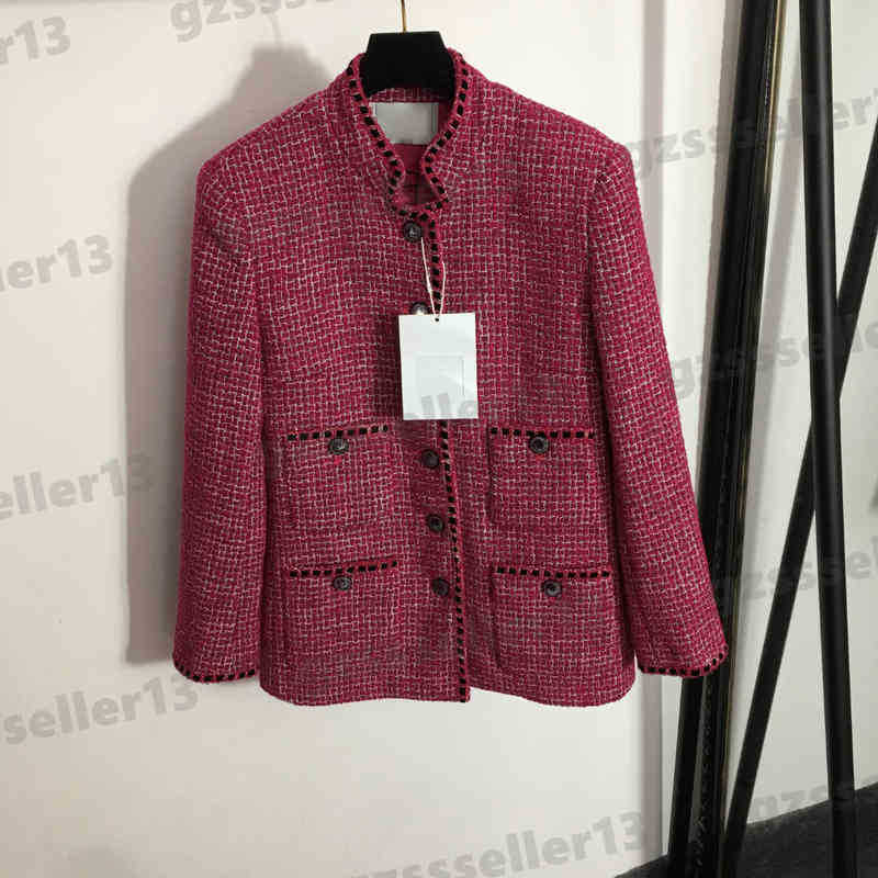 Womens Jacket CNL Luxury Designer Button Rose Four-pocket Tweed Stand Collar Jacket Fashion Brand High Quality Autumn Jackets Womens Clothing