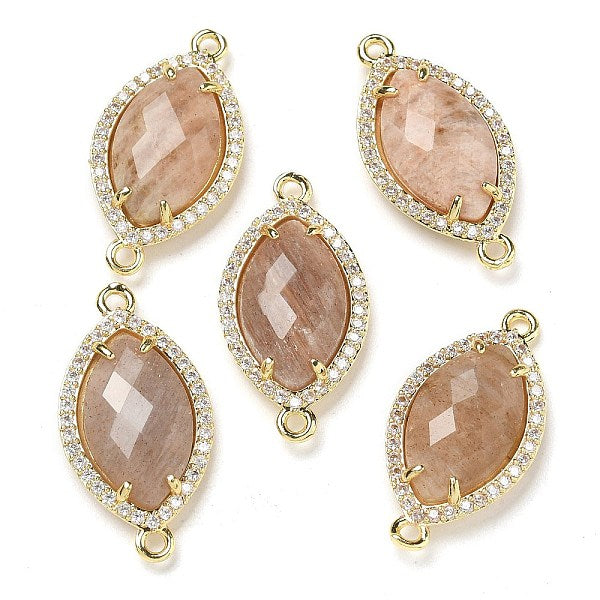 Natürlicher Sonnenstein facettiert Pferdeauge Verbinder Charms